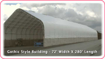 Tarp-Rite Gothic Style Building -  A Massive 72 Feet Wide by 280 Feet Long